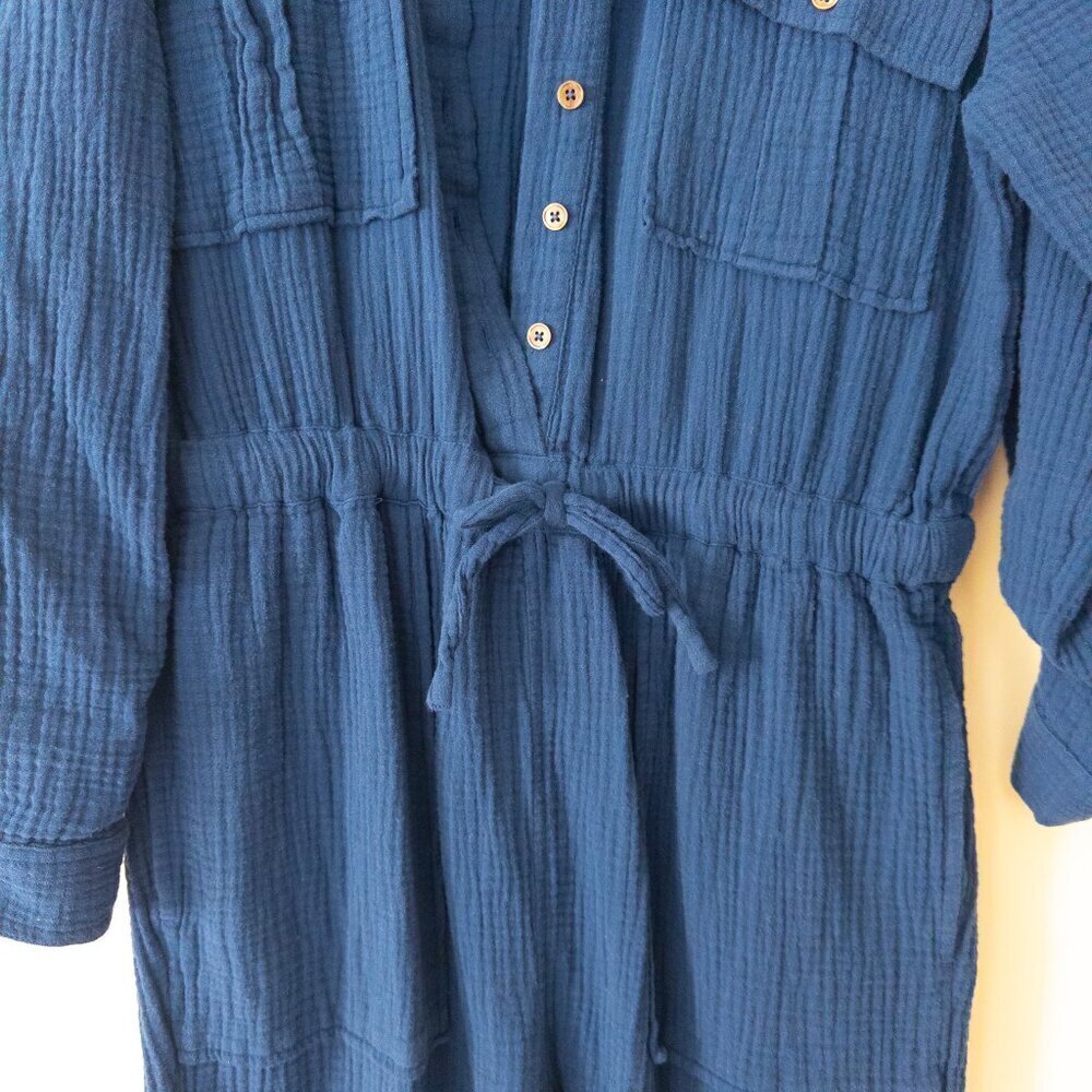 Madewell Lightspun Tapered Leg Jumpsuit - Gauze Cotton in Navy, Size 10 - Picture 8 of 8